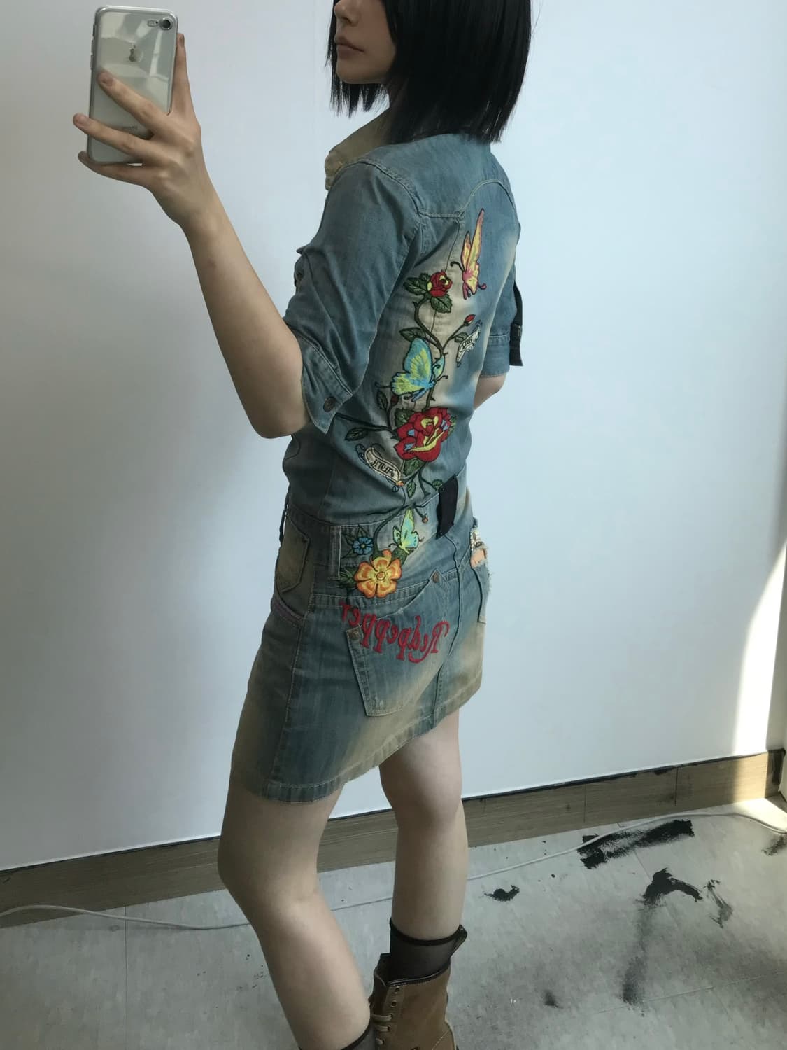 빈티지 레드페퍼 데님 원피스 상품이미지2