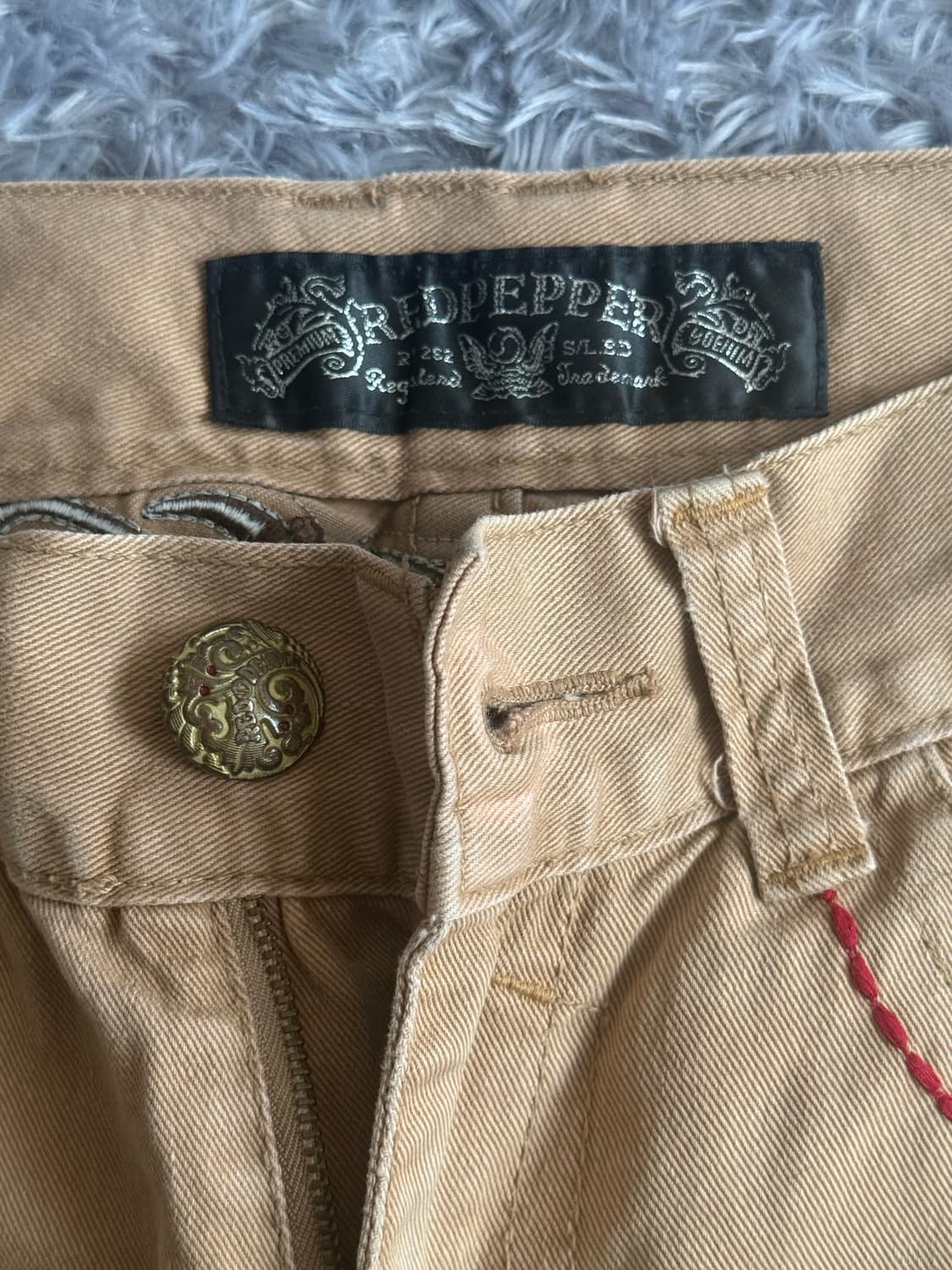 레드페퍼 Y2K 날개 자수 베이지 팬츠 상품이미지5