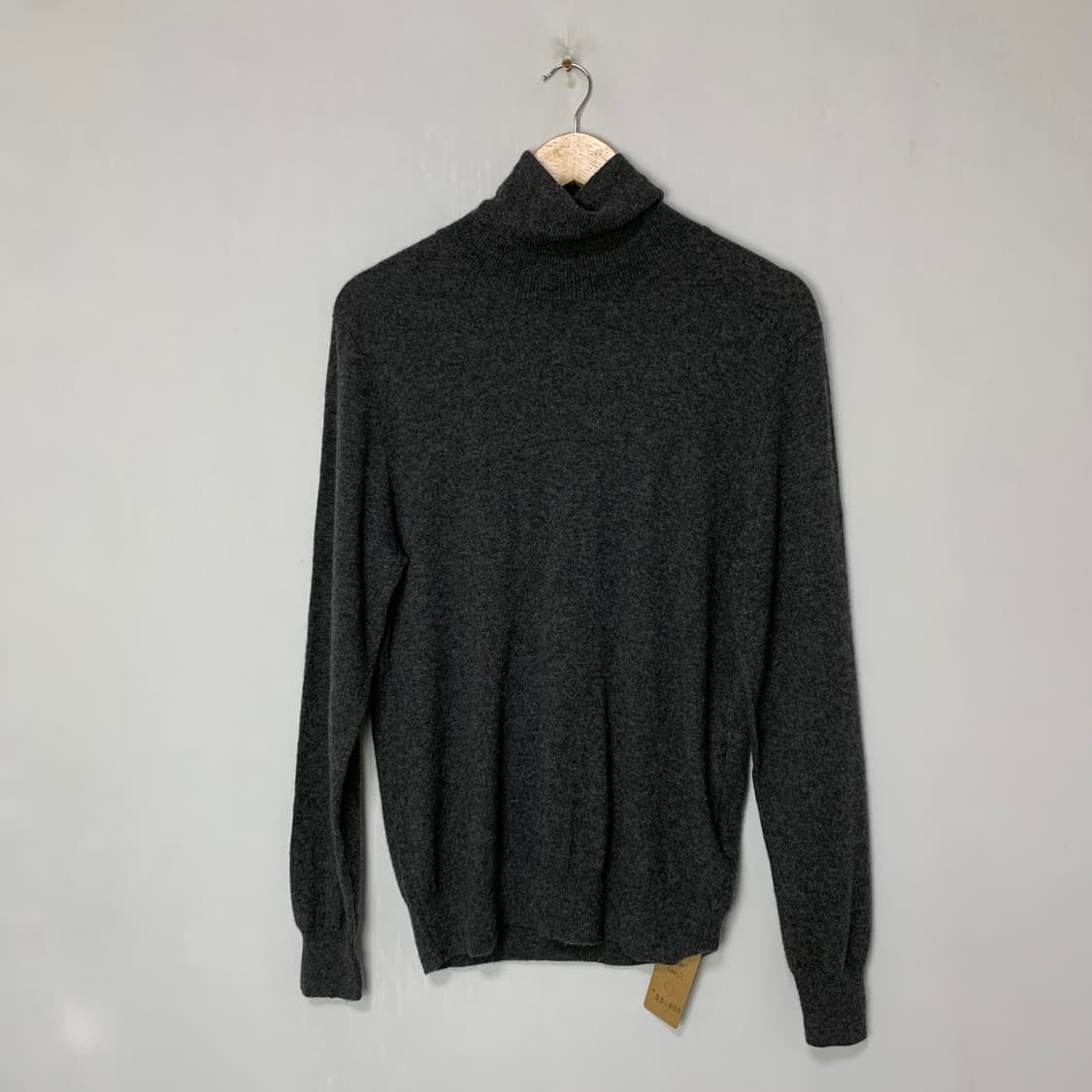 목폴라 니트 스웨터 회색 캐시미어 100% 차콜 L 상품이미지1