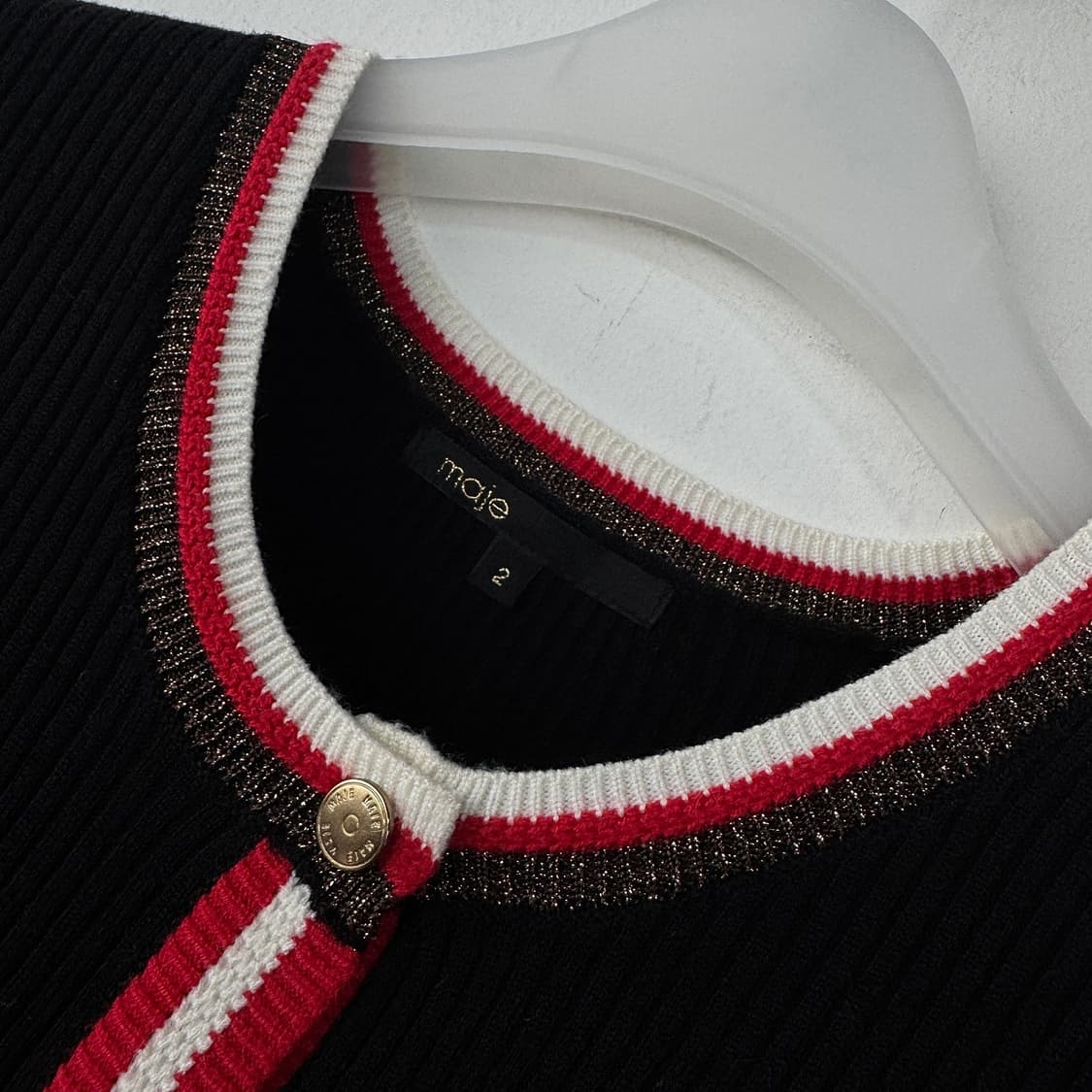 마쥬 maje 배색라인 버튼업 니트 원피스 상품이미지3