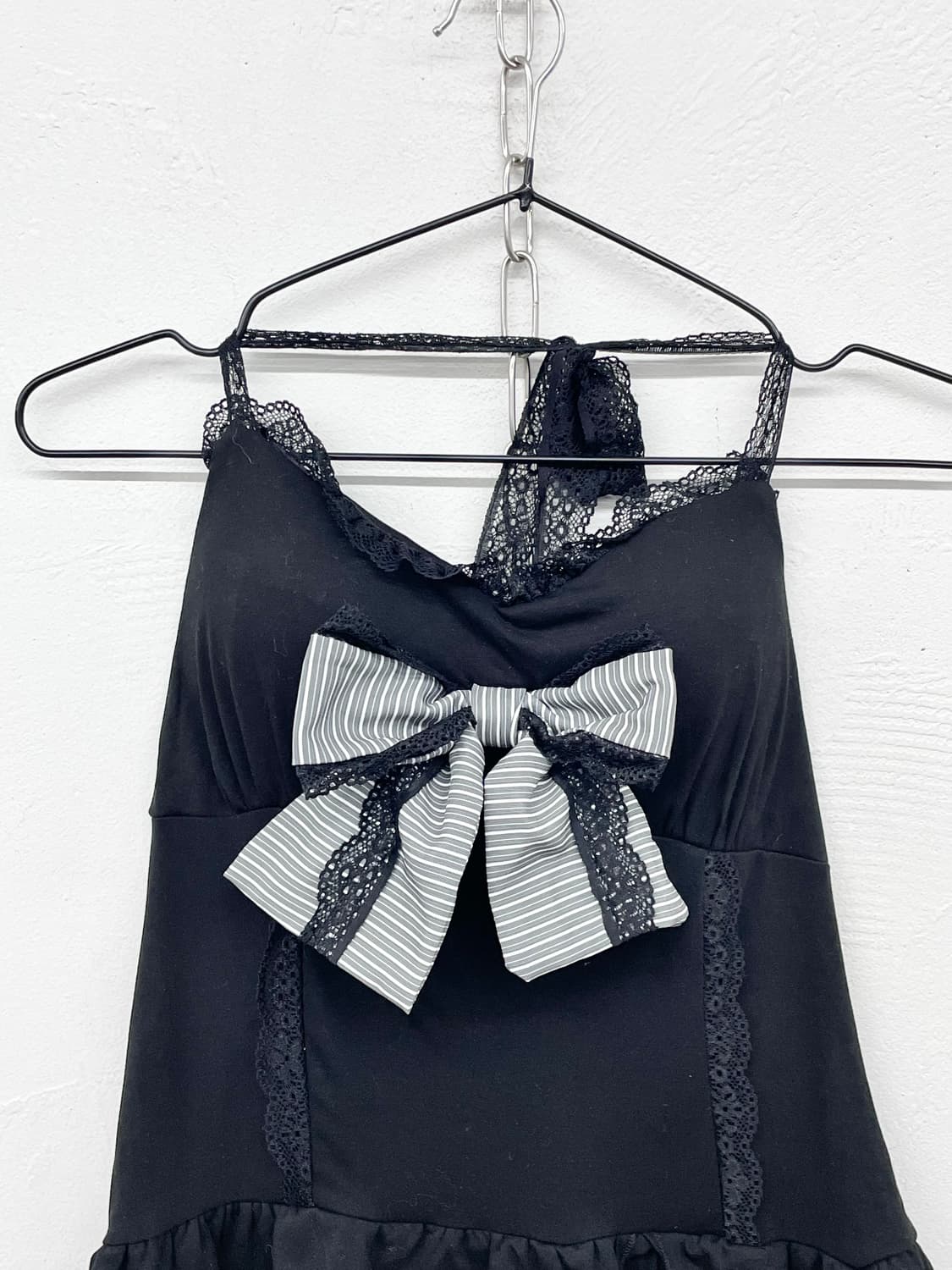 블랙 갸루 리본 레이스 홀터 탑 상품이미지6