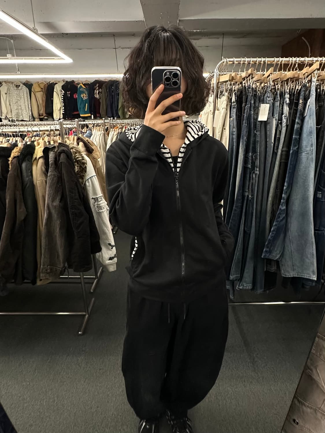 L)Comme Ca Ism 빈티지 스트라이프 레이어드 후드집업 상품이미지1