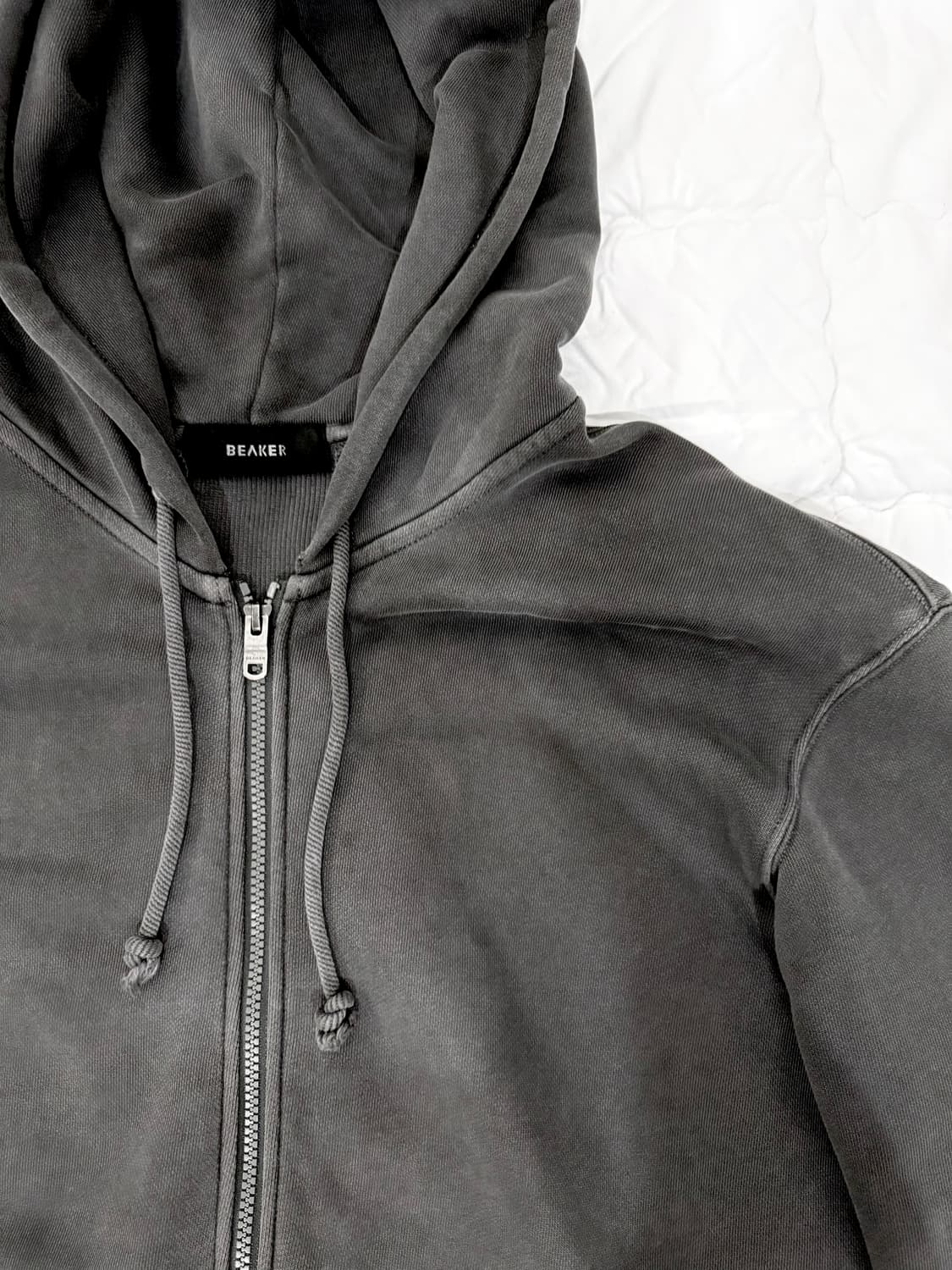 비이커 가먼트다잉 후드집업 그레이 상품이미지3