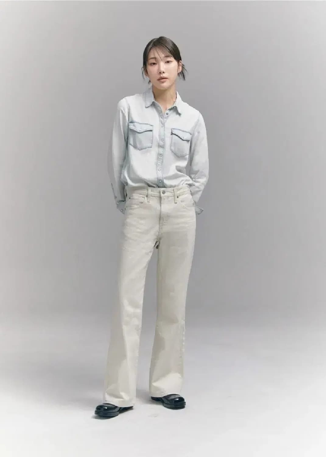 (27)여성 리바이스 94 배기 부츠컷 데님 팬츠 아이보리 상품이미지1