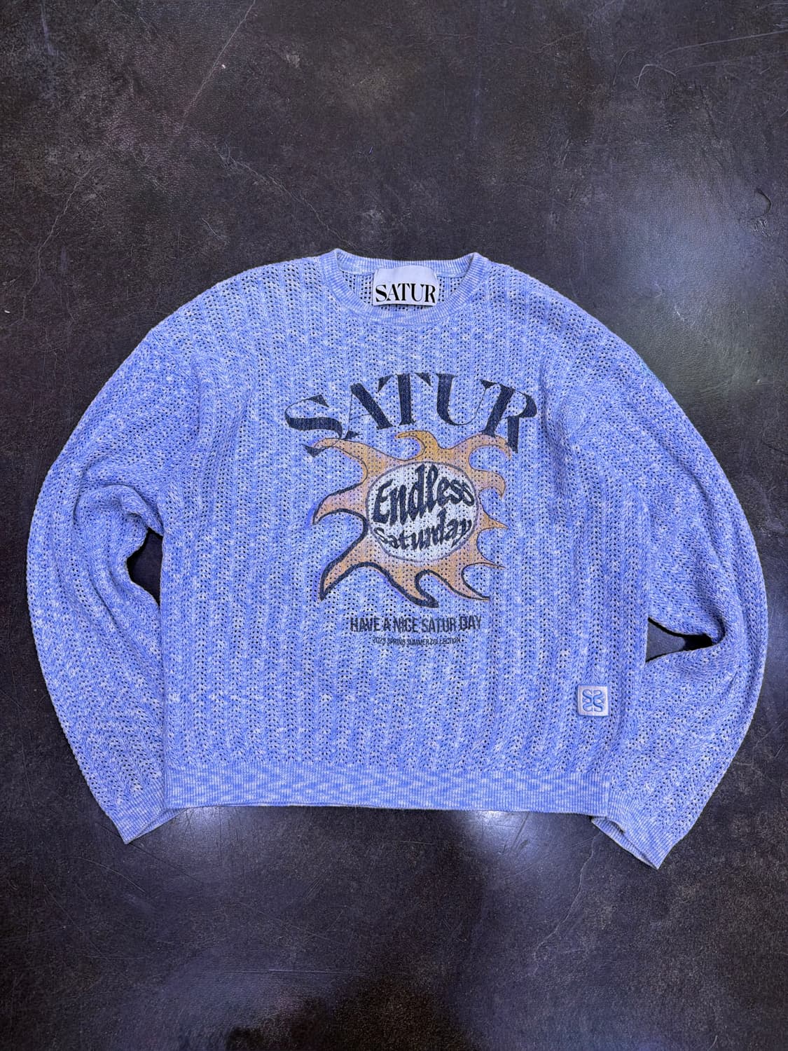 SATUR 세터 이비자 썬 레트로 그래픽 메시드 니트 블루 M 상품이미지4