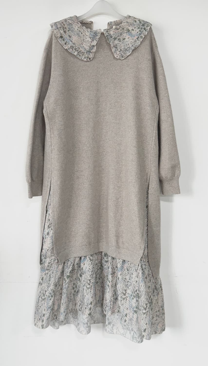 시스템 프린팅 블록 니트 원피스 상품이미지1