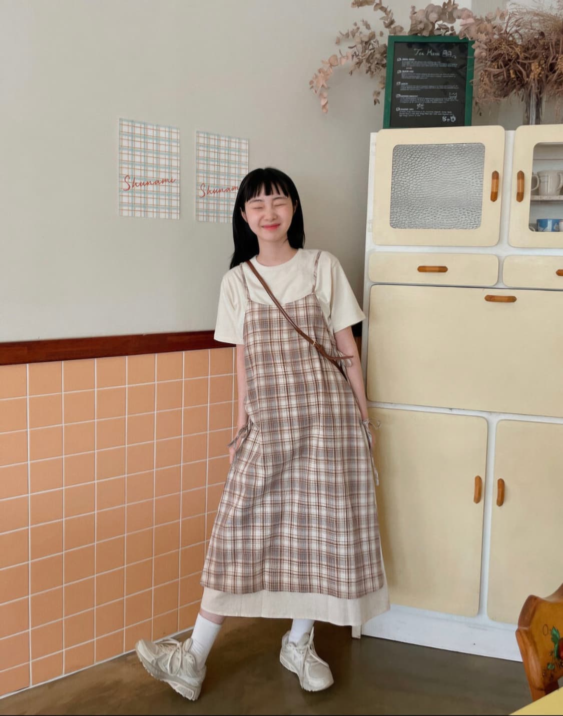 때때때 영서 착용! 빈블 체크 롱 레이어드 스커트 상품이미지1