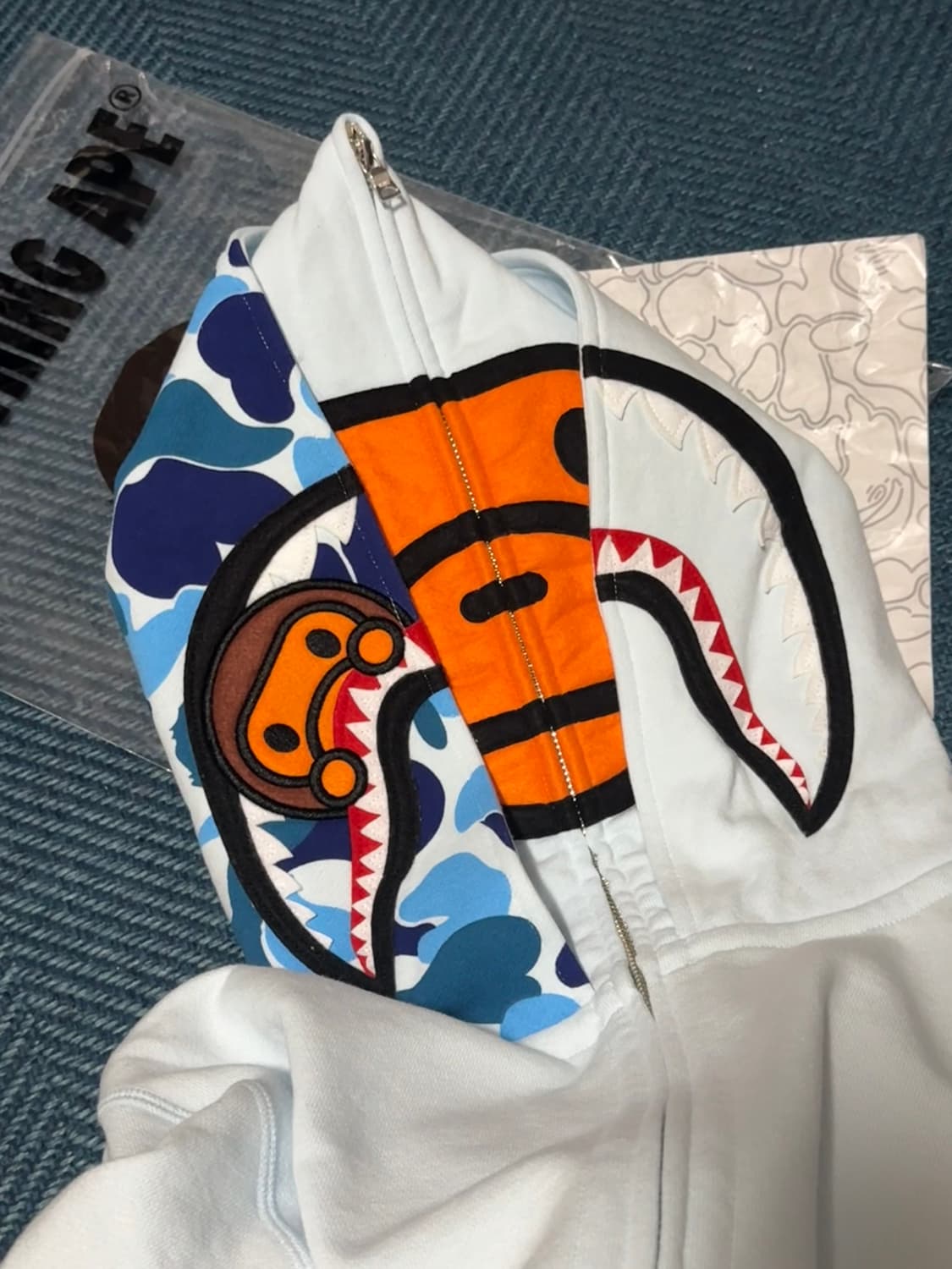 베이프마일로 샤크 풀 집 더블 후드 삭스 S 상품이미지1