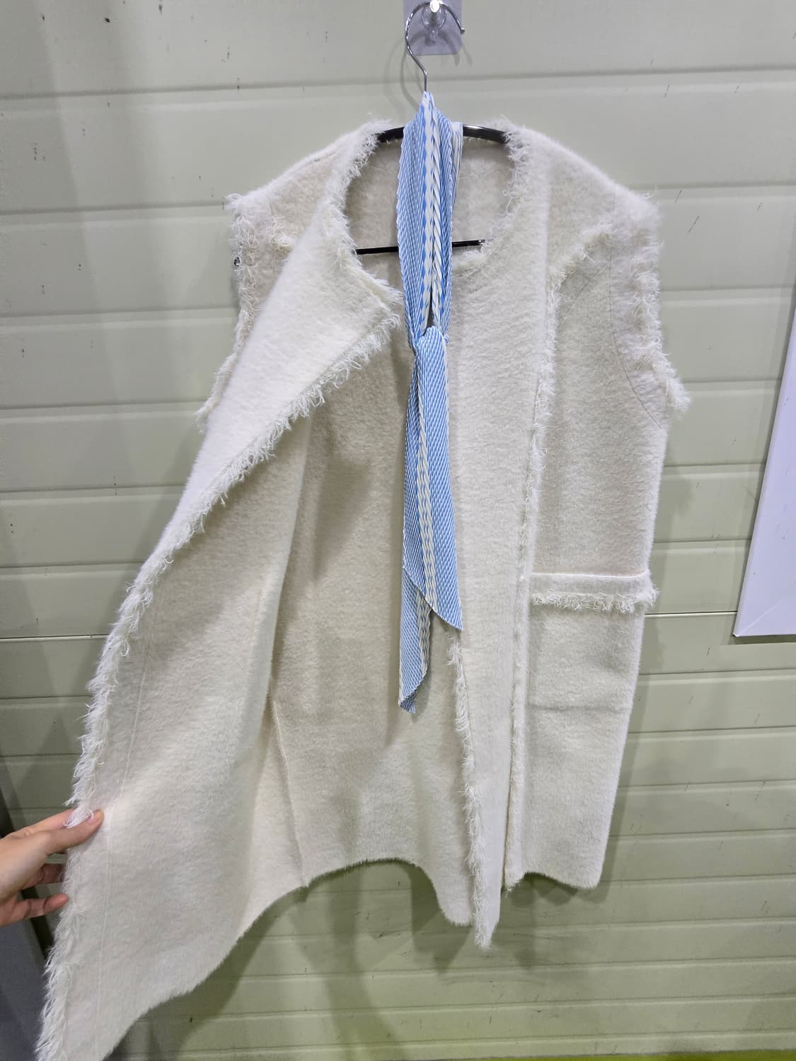 아이보리 퍼 베스트 조끼 스카프 세트 상품이미지2