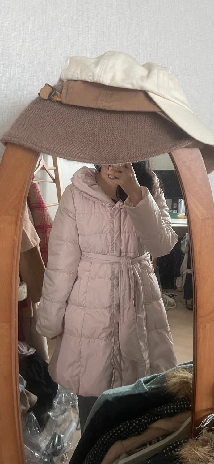 모리걸 빈티지 핑크 레이스 롱 패딩💗❄️ 상품이미지4