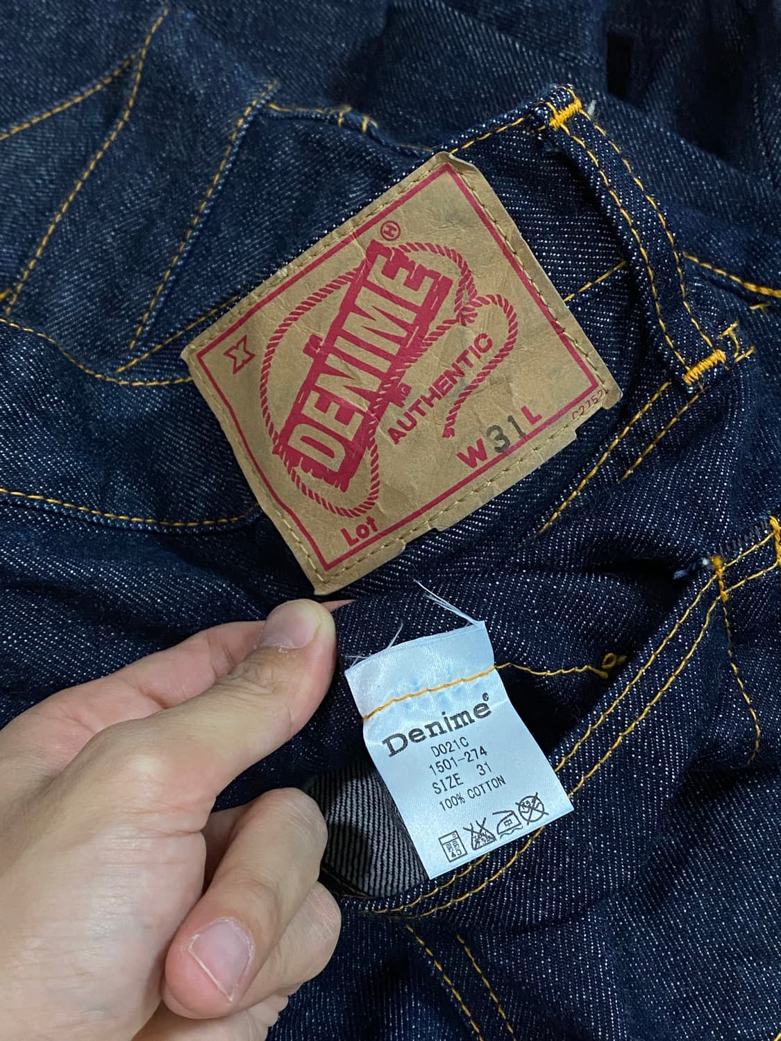 드님 슬림 스트레이트 핏 셀비지 체인스티치 생지 데님 31 상품이미지3