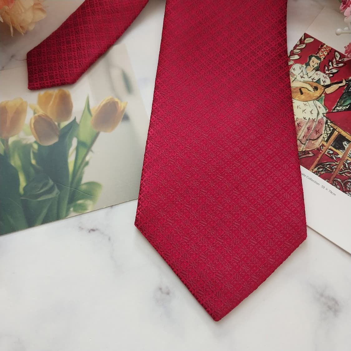 메트로시티 실크 레드 자카드 패턴 넥타이 8.7cm A+등급 K1475
 상품이미지5