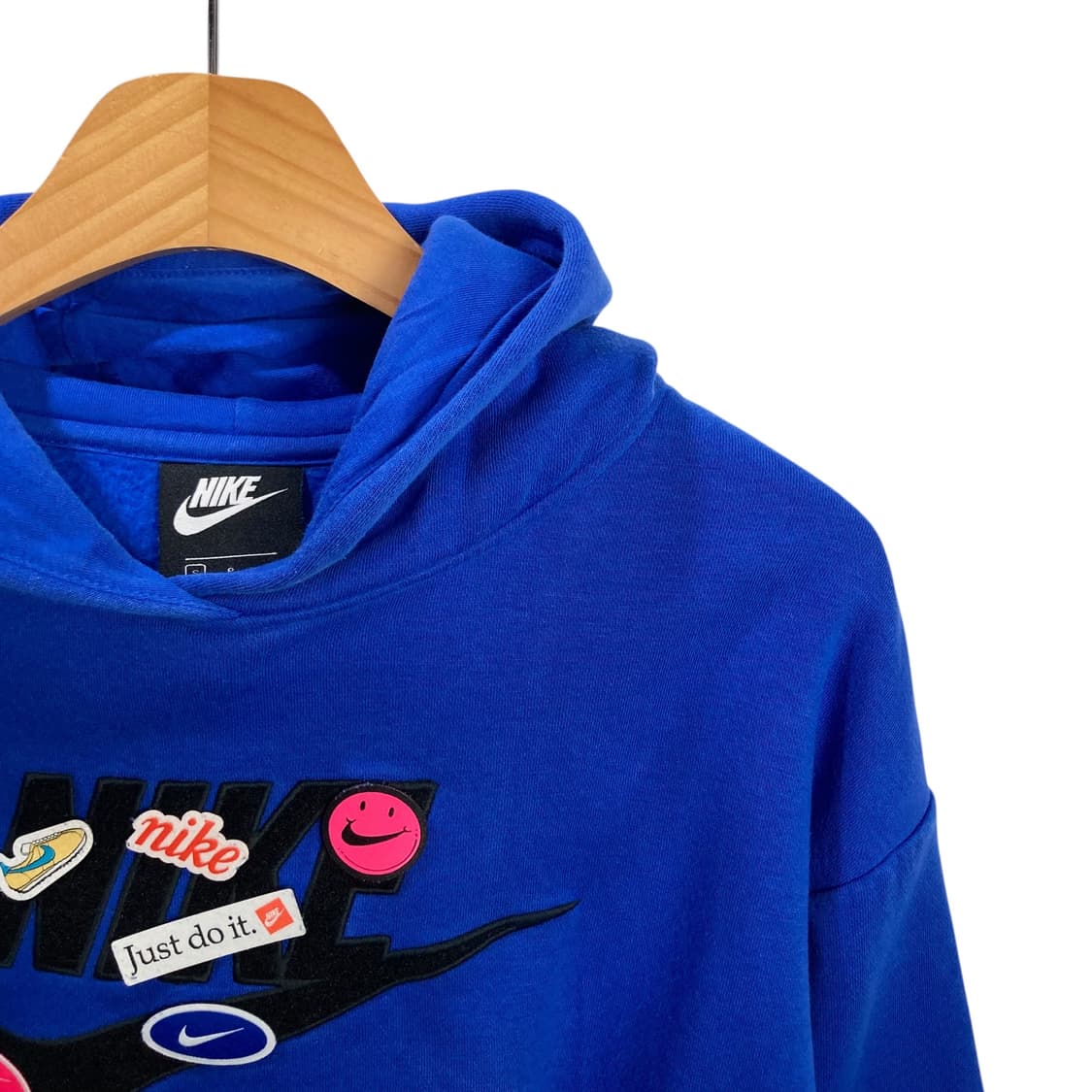 나이키 블루 빅로고 크롭 후드 상품이미지3