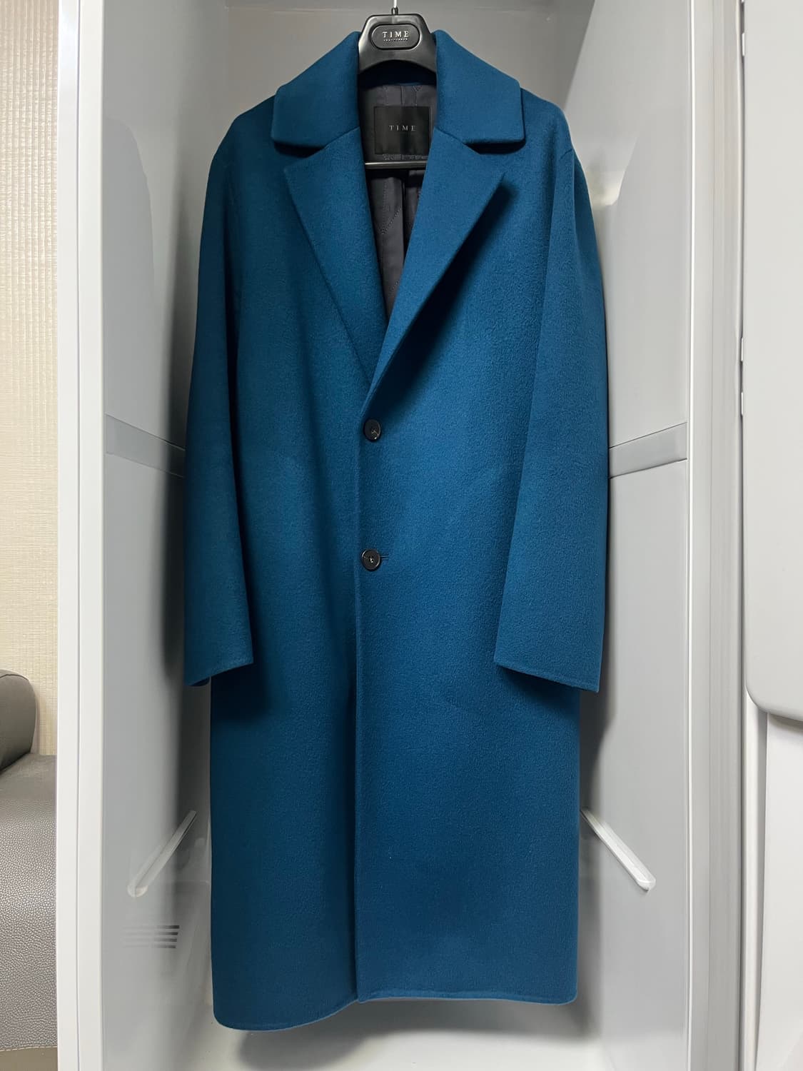 타임옴므 피콕그린 캐시미어 세미오버핏 핸드메이드 코트 95사이즈 상품이미지1