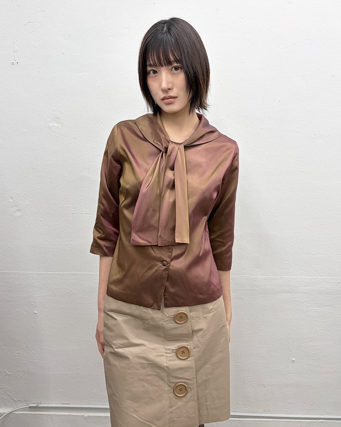 빈티지 타이넥 홀로그램 셔츠 상품이미지1