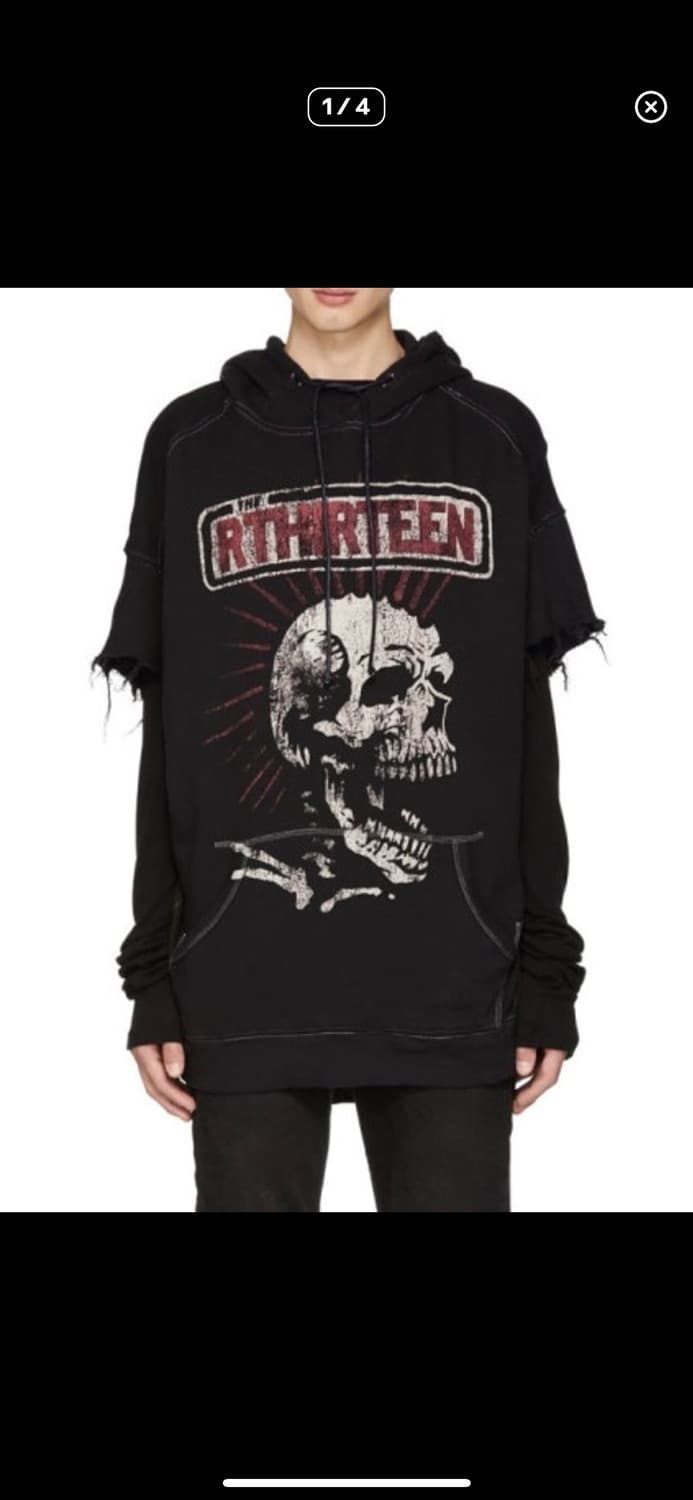 R13 니트 스컬 프린팅 후드 상품이미지1
