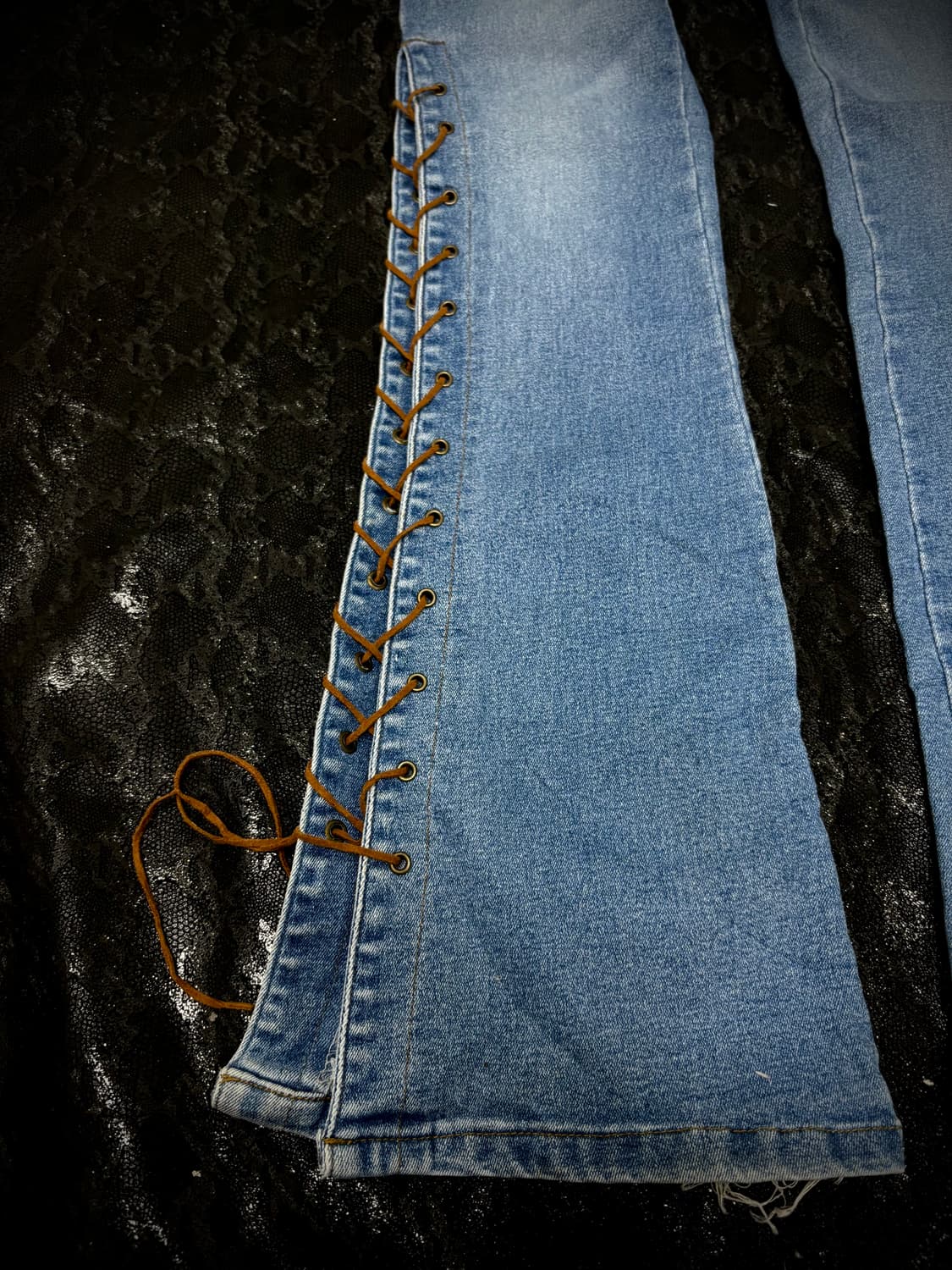 “Vintage” Y2K Mood Laced-Up Boots-Cut Pa 상품이미지2
