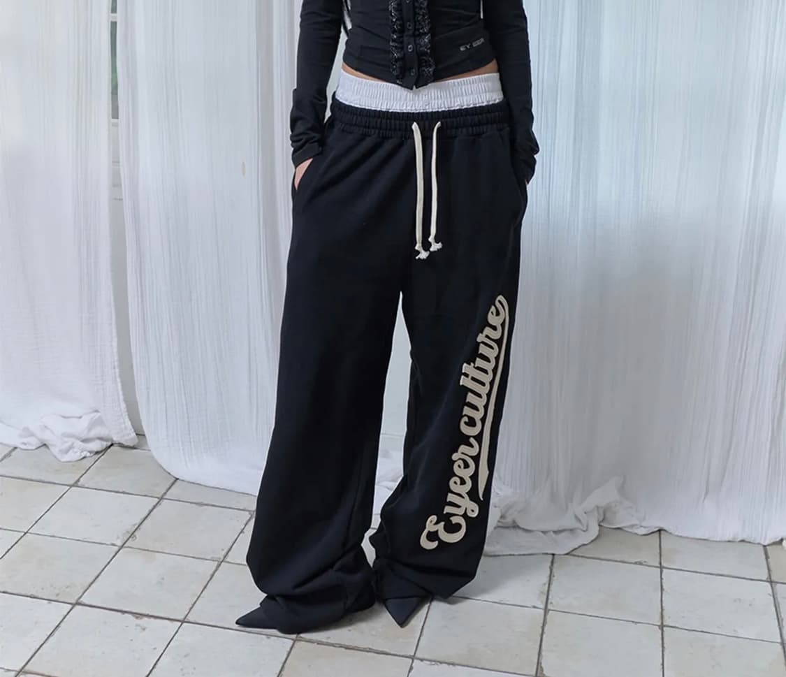 이와이이알 새깅 레이어드 트레이닝 팬츠 블랙 상품이미지2