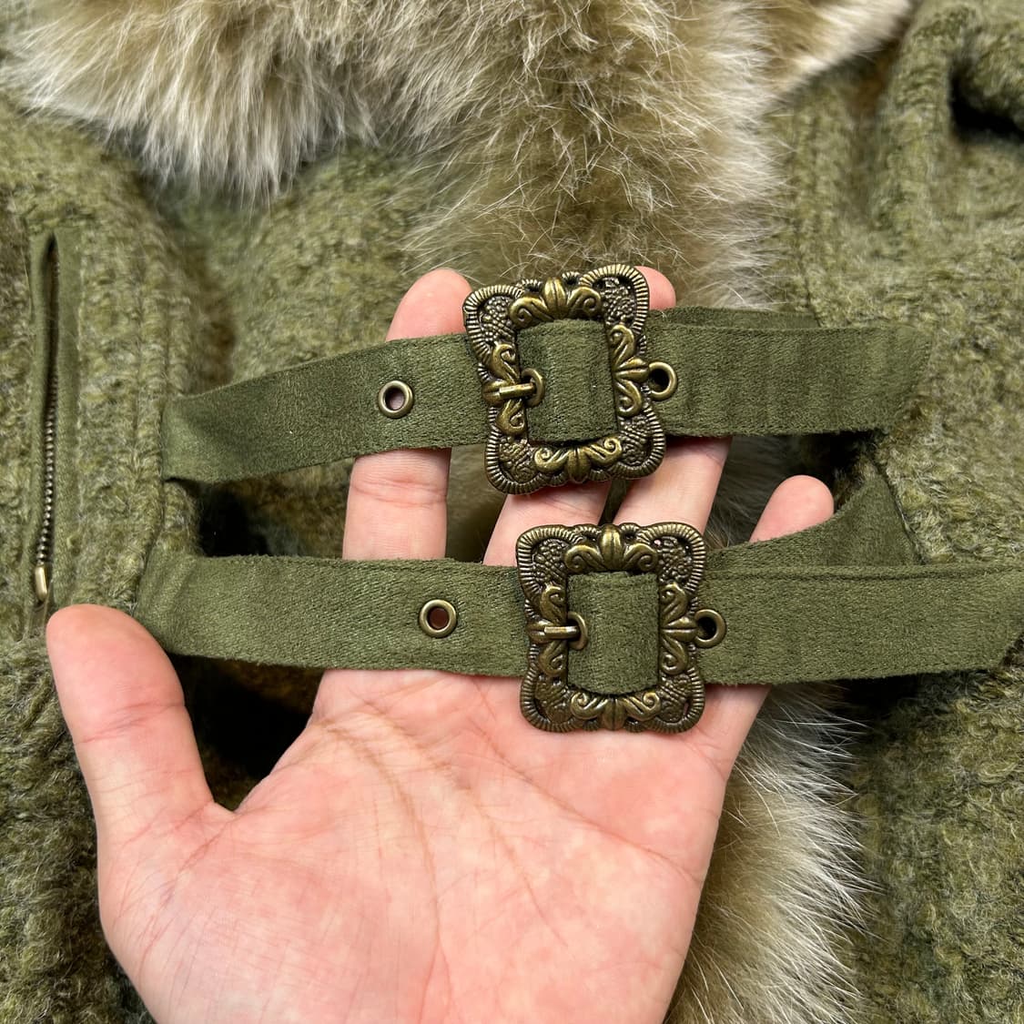 M) Y2K 페어리 그런지 퍼 트리밍 가디건 재킷 상품이미지3