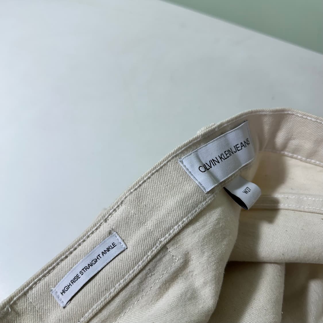우먼M 켈빈클라인 CK 크림아이보리 보이프렌핏 데님팬츠 상품이미지2