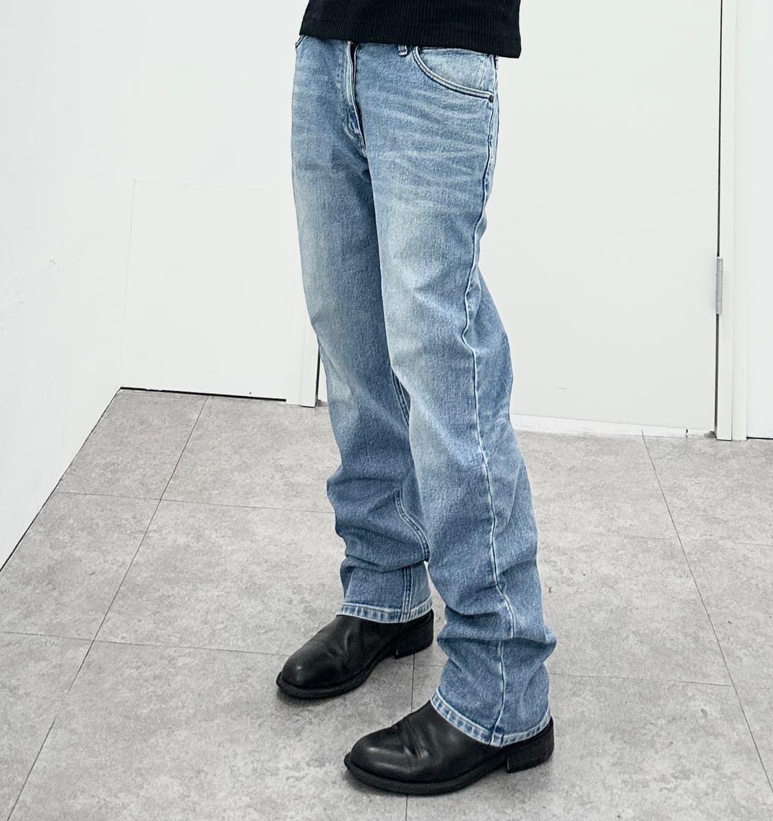 Wrangler brown leather tap denim washing 상품이미지4