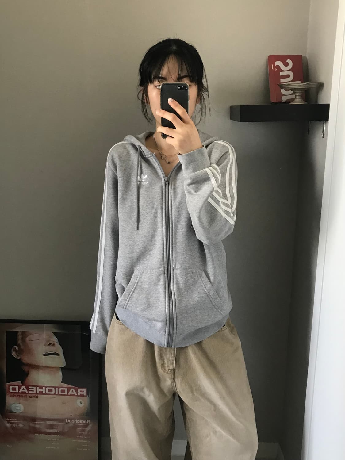 아디다스 트레포일 사이드라인 그레이 후드집업 상품이미지3