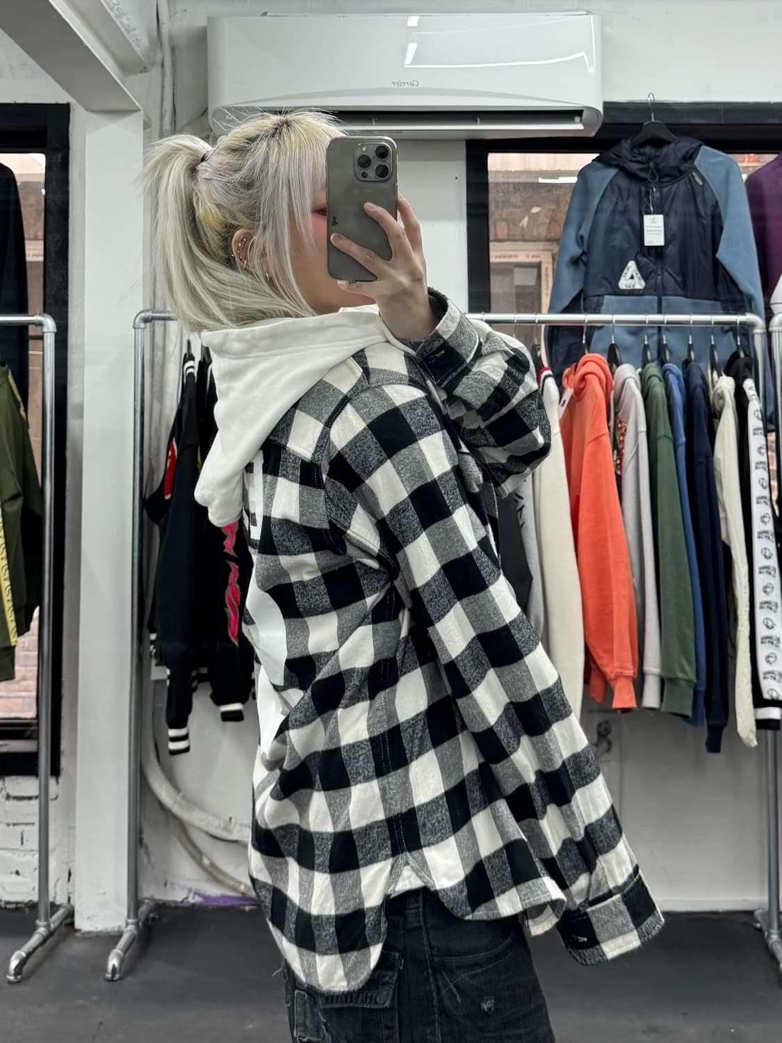 베이프 체크패턴 후드 셔츠 상품이미지8