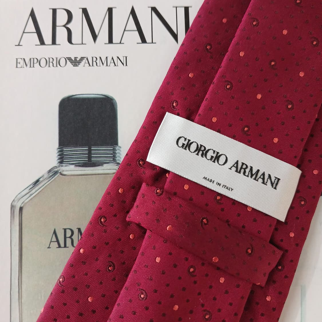 조르지오 아르마니 실크 버건디 패턴 넥타이 9cm A+등급 A19214
 상품이미지5