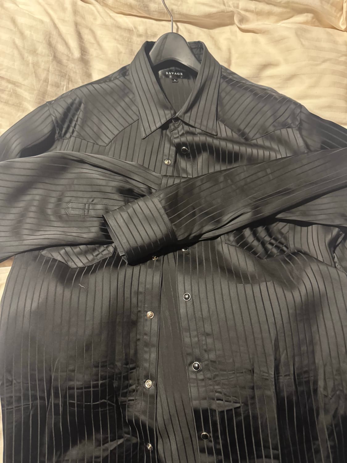 세비지 웨스턴 스트라이프 셔츠 black L 상품이미지2