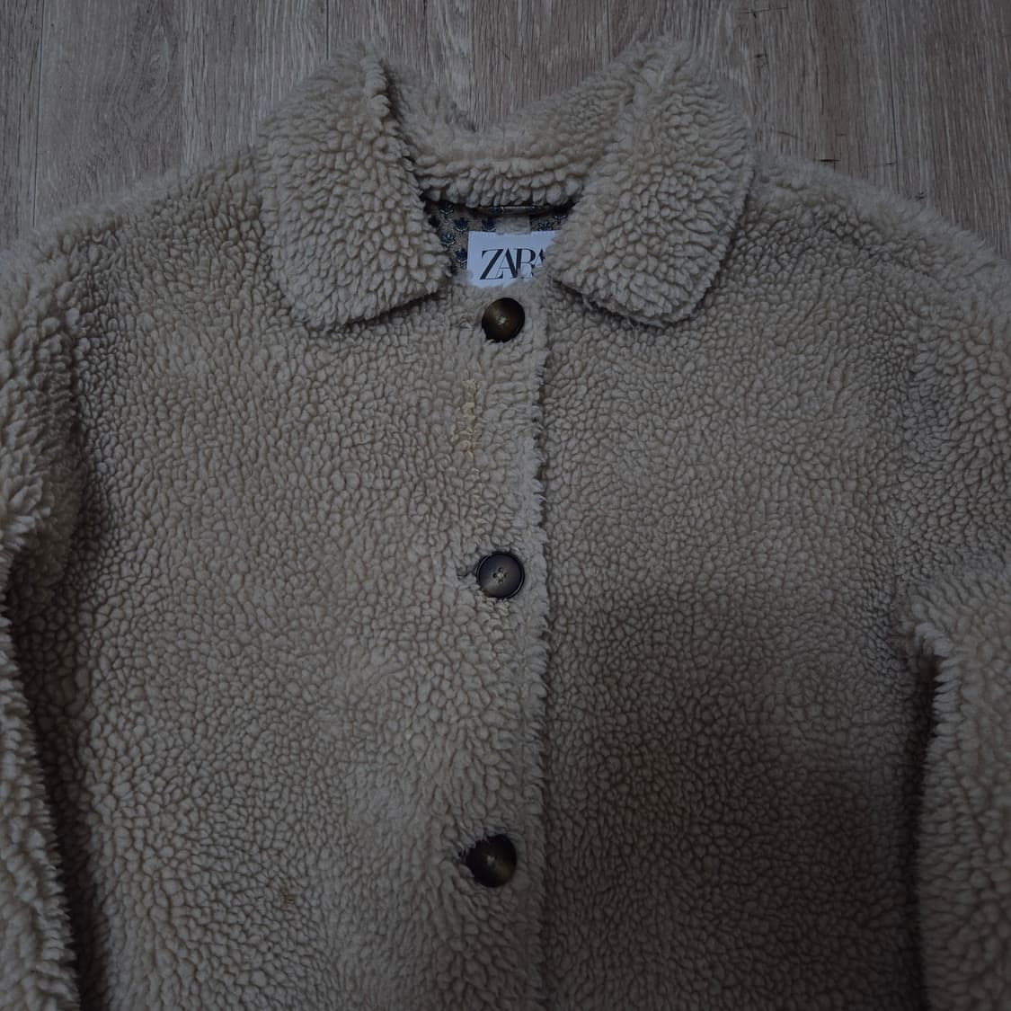 자라 키즈 베이지 뽀글이 버튼 후리스 자켓 11-12(152cm) 상품이미지2