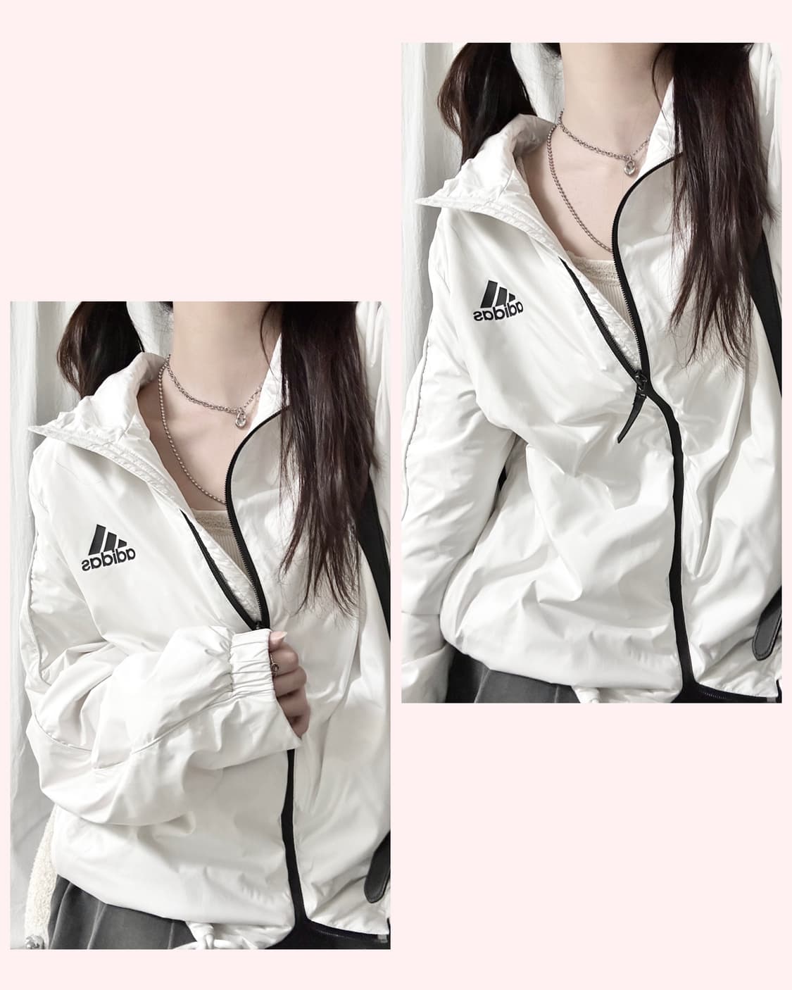 아디다스 화이트 누빔 바람막이 상품이미지1