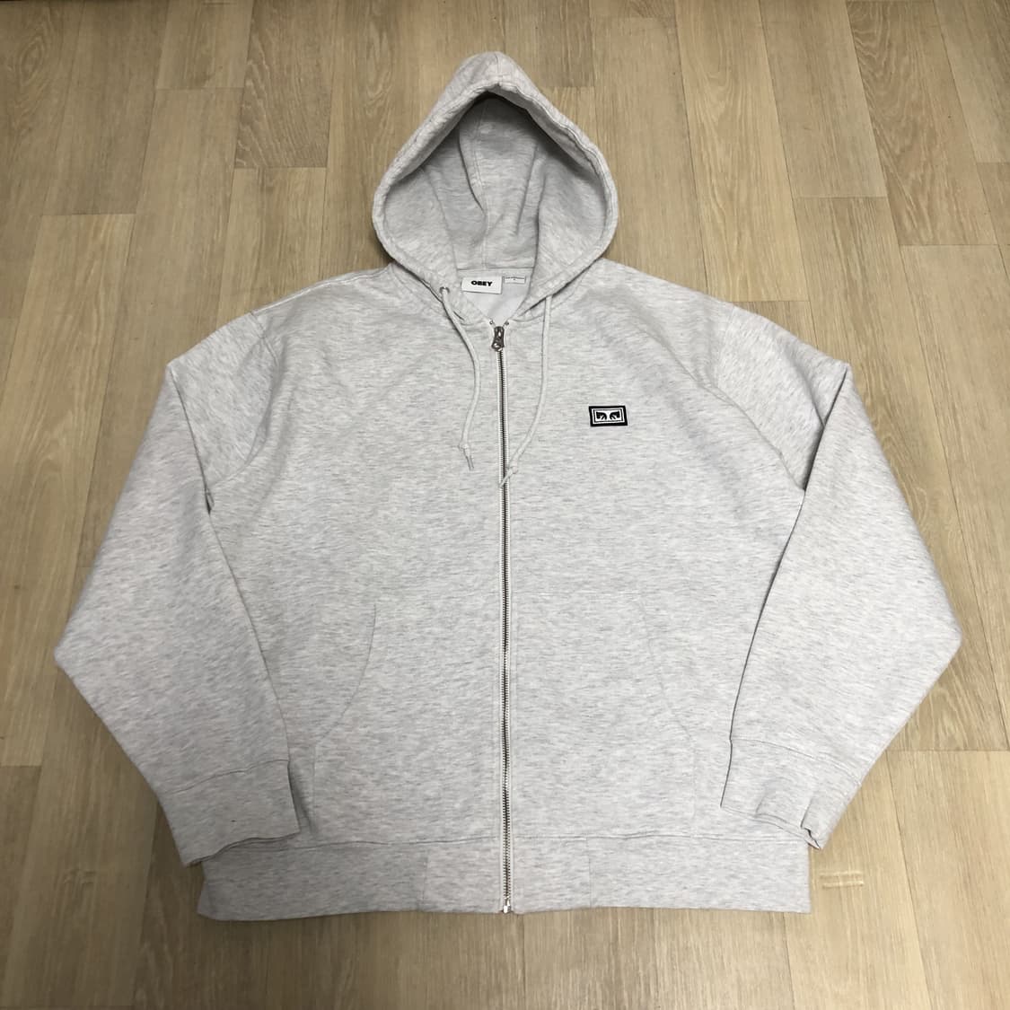 (L) 오베이 OBEY 1% 멜란지 그레이 후드 집업 후드티 상품이미지1