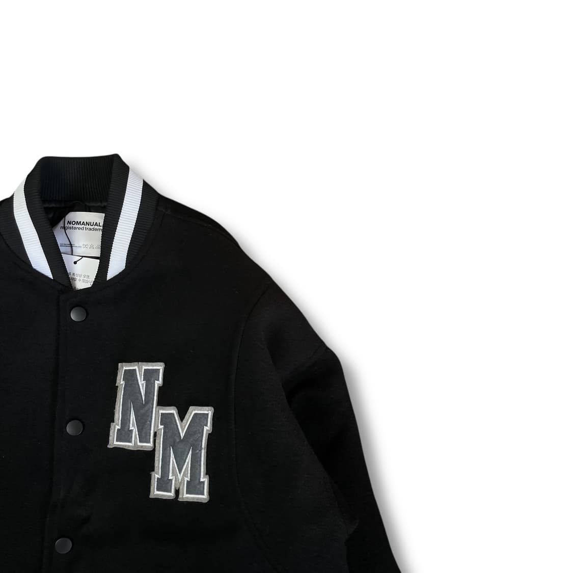 노매뉴얼 블랙 로고 패치 울 바시티 자켓 M 상품이미지2
