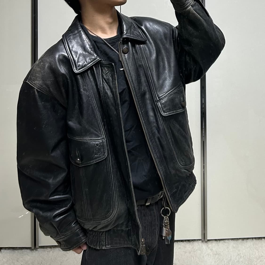 90’s 입생로랑 A-2 레더자켓 (L) 상품이미지9