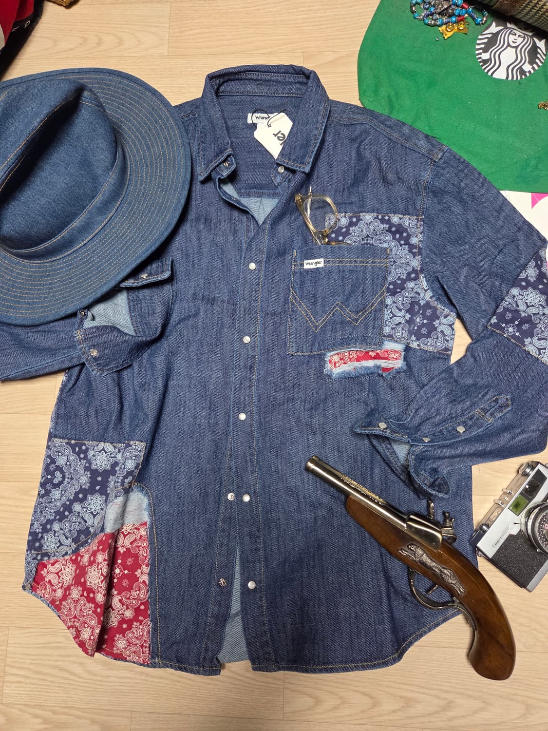 (새상품)WRANGER 데님셔츠 청남방 셔츠 웨스턴 포켓 상품이미지1