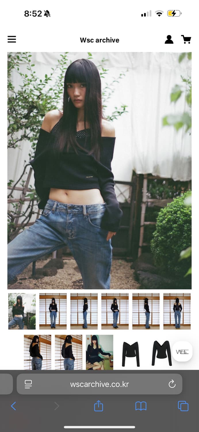 [새것 정가 6.8] Deep V neck 블랙 브이넥 랩니트 오프숄더  상품이미지1