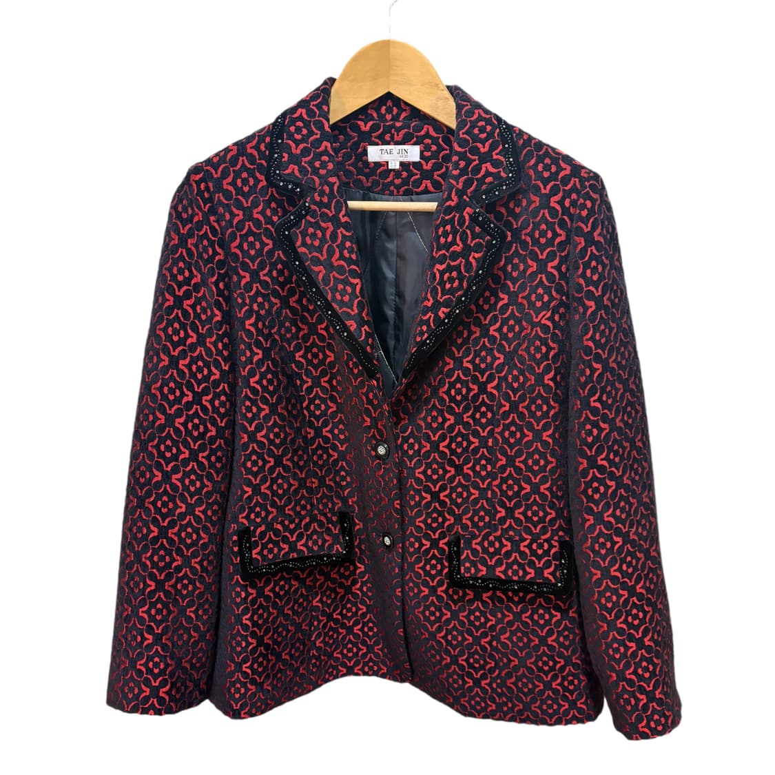 빈티지 패턴 레드 블랙 자켓 상품이미지6