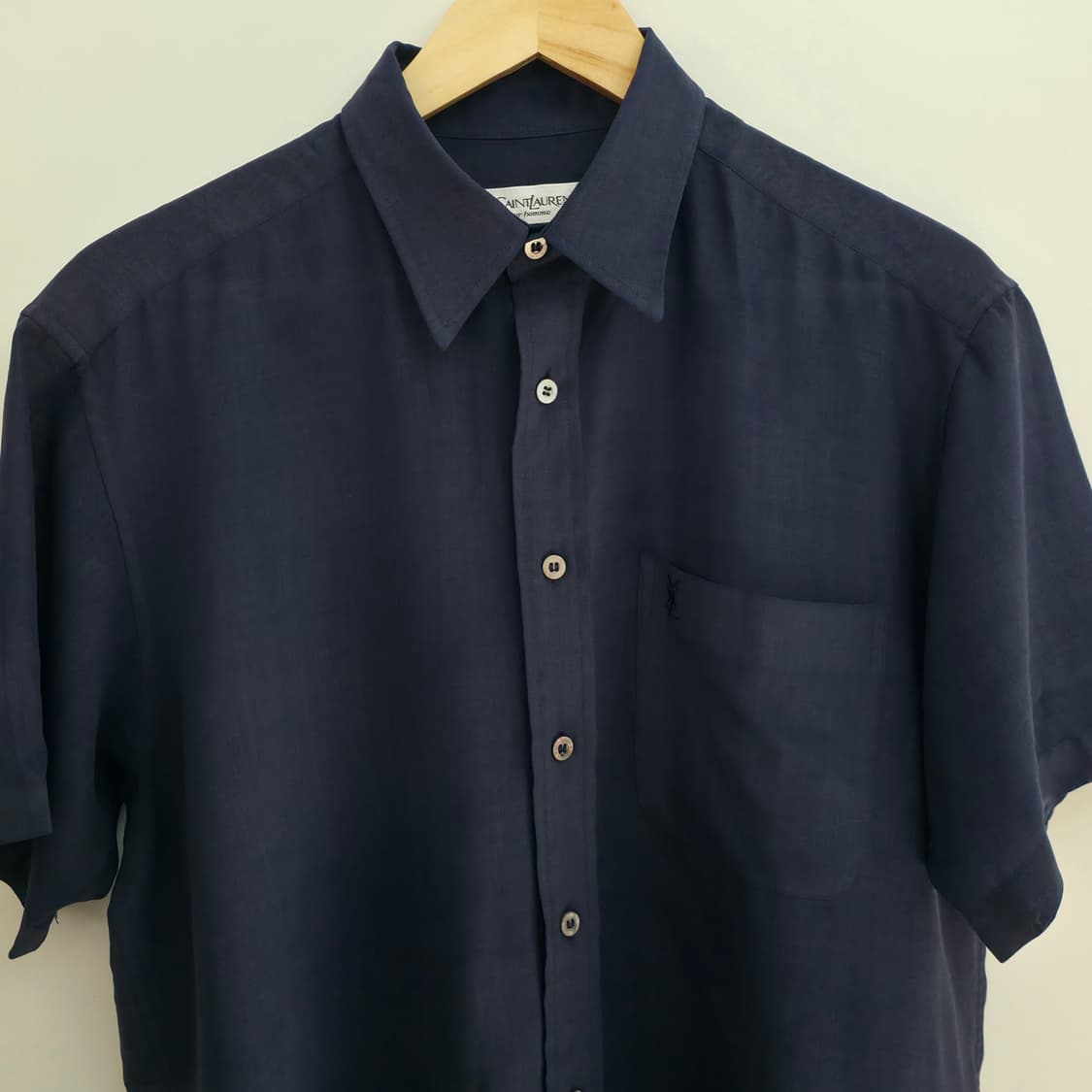 [L] YSL 입생로랑 네이비 반팔 린넨 셔츠 상품이미지2