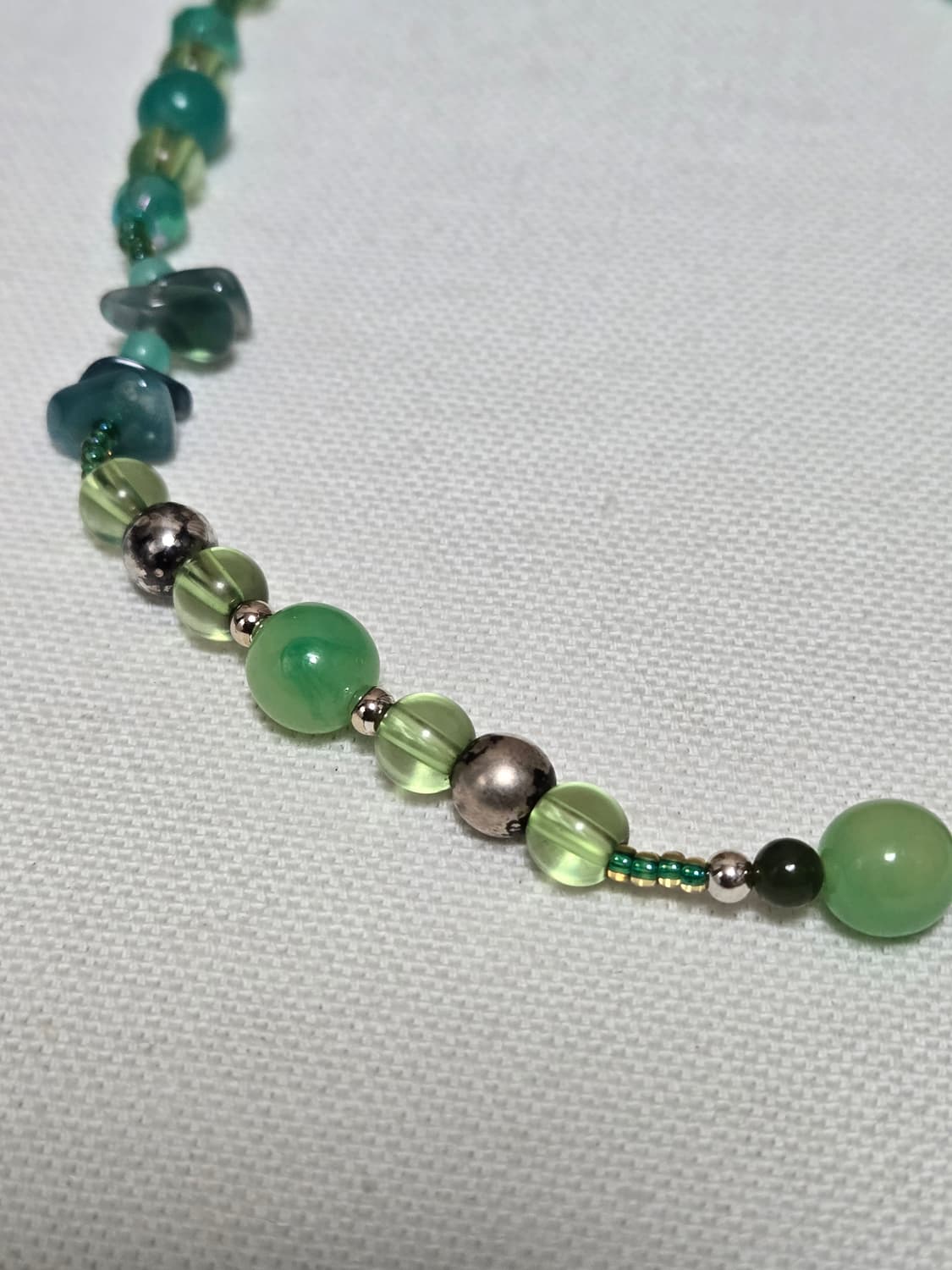 그린글래스비즈+실버925볼 목걸이 상품이미지3