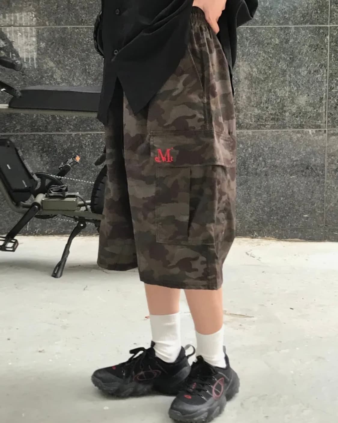 카모 카고 바지 밀리터리 폴리 나일론 버뮤다 하프 팬츠 남녀공용 상품이미지1