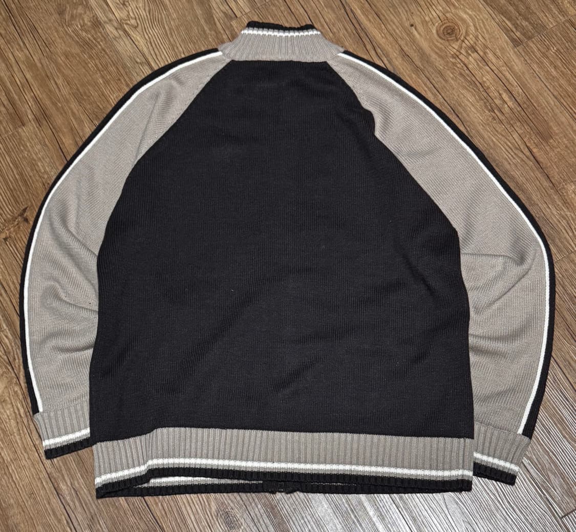 [2XL] 사이카이 고동색 사이드라인 니트 집업 상품이미지3