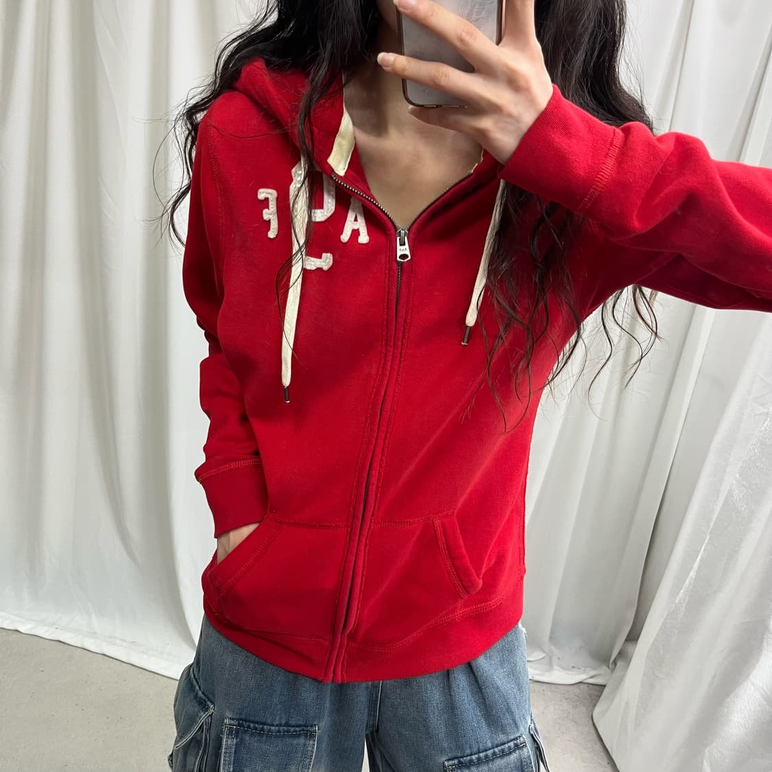 Abercrombie red hood zip-up 상품이미지2