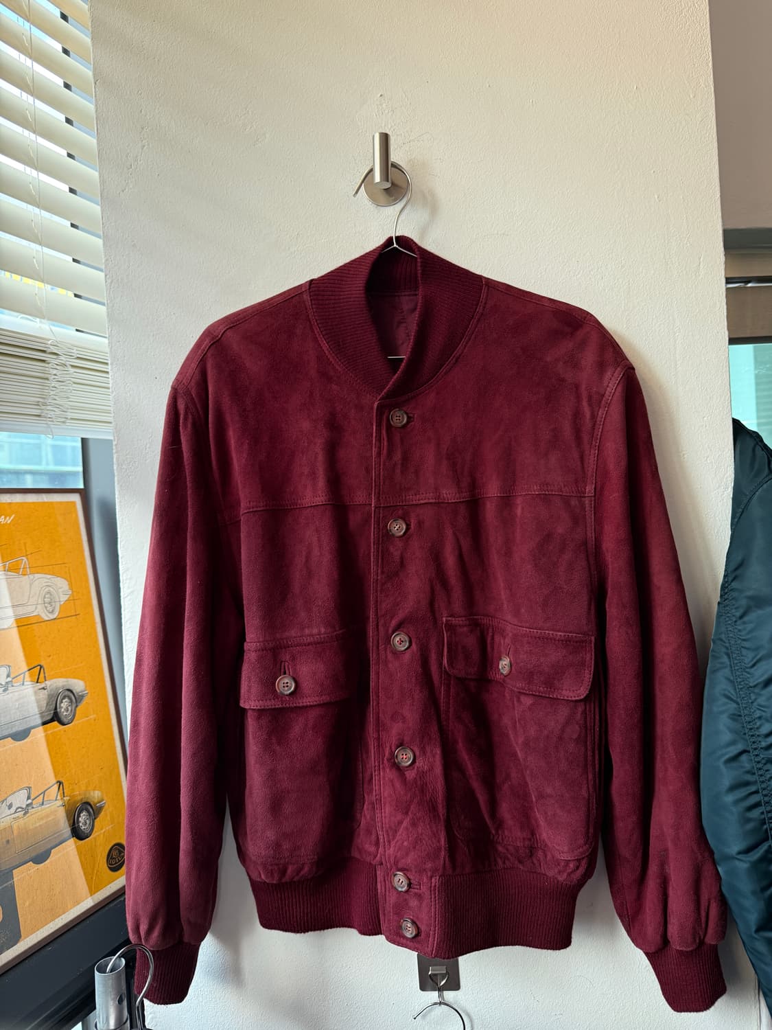 [GOTTARDI] Made in Italy 버건디 스웨이드 레더 블루종 상품이미지1