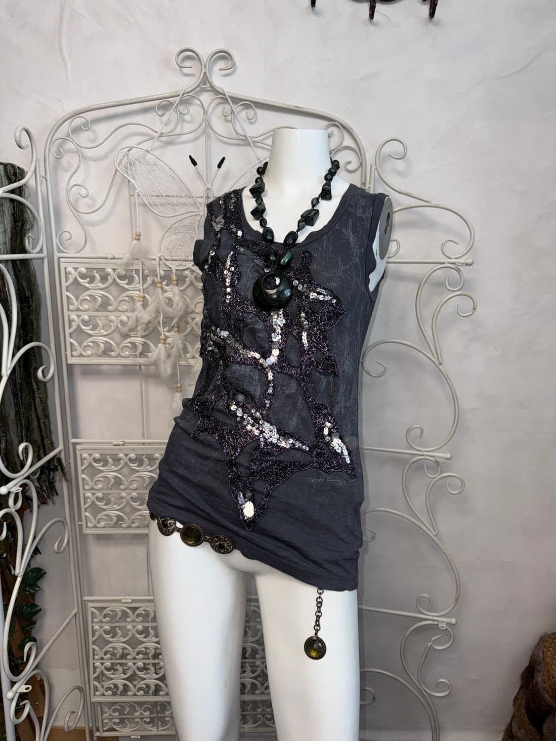 Obzee oriental spangle lace sleeveless 상품이미지7