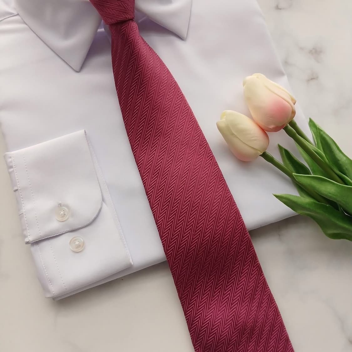 에스 티 듀퐁 실크 다크핑크 헤링본 넥타이 8.4cm A등급 A18712 상품이미지6