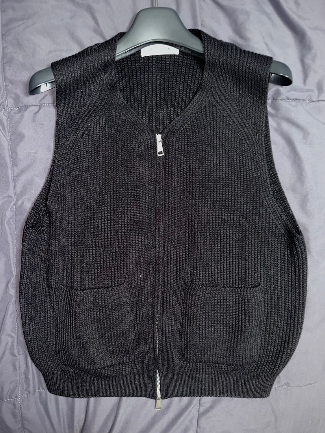 비슬로우 니트 집업 베스트 블랙 L 새상품 상품이미지1