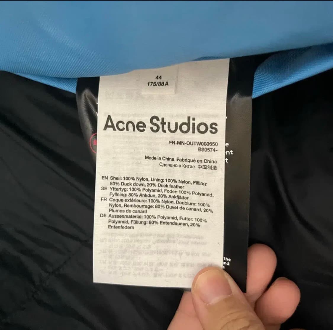 새상품) 아크네 스튜디오 오버사이즈 로고 패딩 블루 상품이미지3