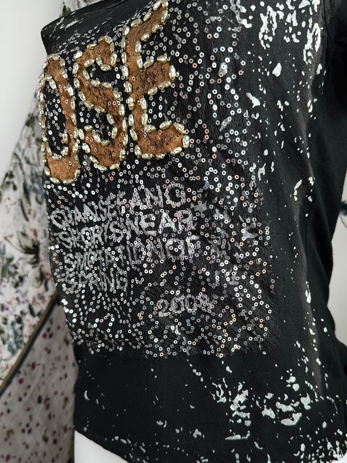 Y2k 블랙 스파클 프린팅 티 상품이미지6