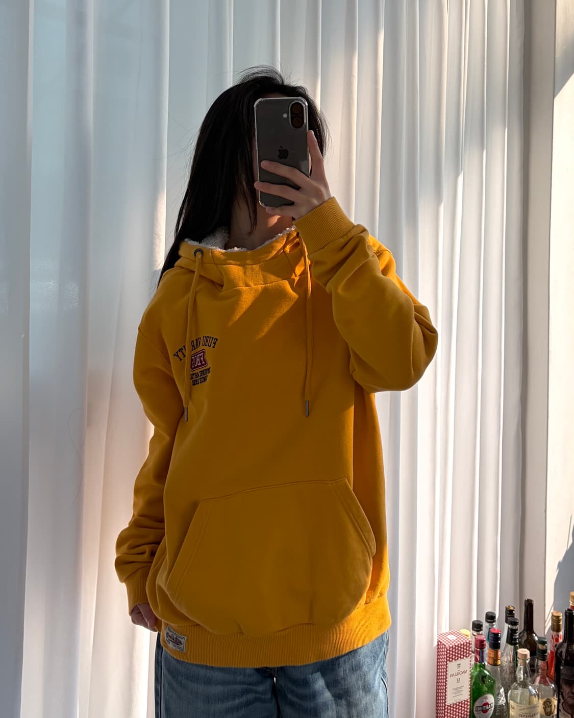 [L]후부 FUBU 하이넥 바시티 쉐르파 후드티 상품이미지3