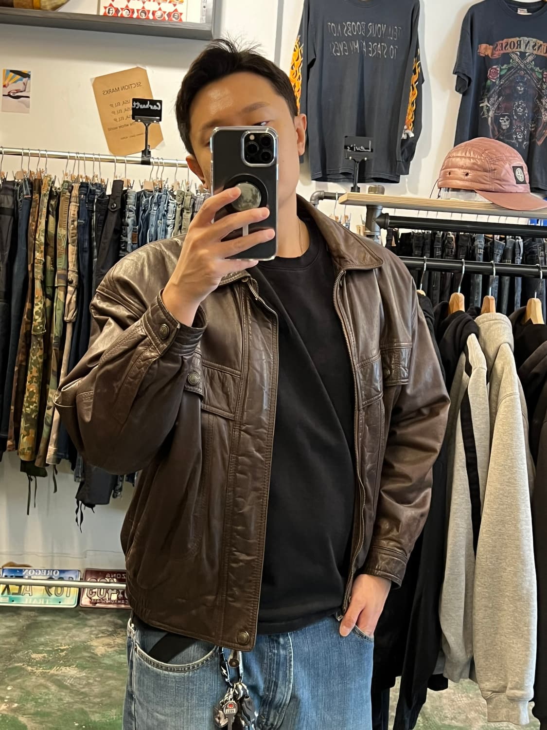 90s [95] 런던포그 소가죽 빈티지 블루종 가죽자켓 상품이미지10